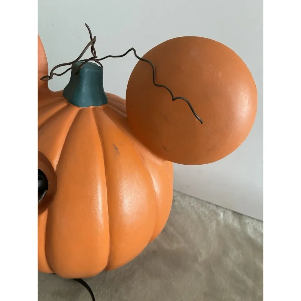Mickey Mouse Jack O Lantern Halloween Blow Mold Plastic Light up Vintage